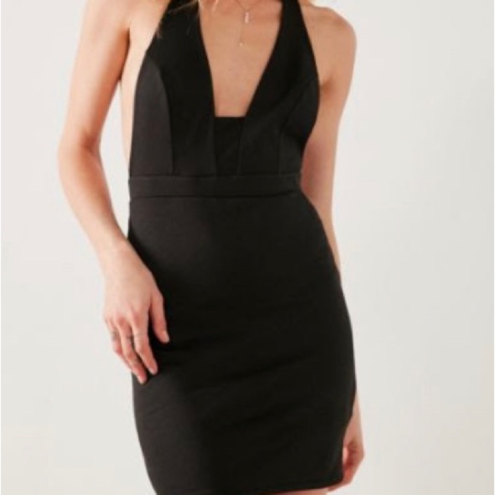 Urban Outfitters Black Halter V Cut Dress
